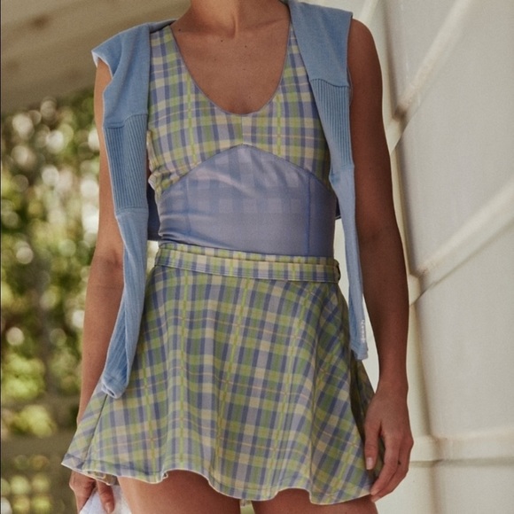 Free People Pants - NWT Free People Movement Sheer Luck Set Romper Skirt FP Movement Bluebell Combo